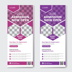 Modern school rollup banner design template