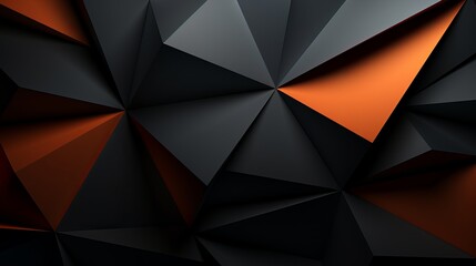 Dark and orange 3d triangle background