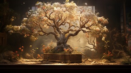 the presence of a splendid tree within a meticulously crafted world