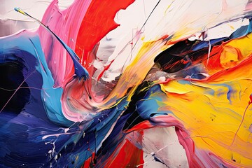 A series of bold expressive strokes of color creating a sense of movement and energy