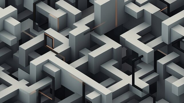 3d shapes interconnected by channels consistent design isometric foundation