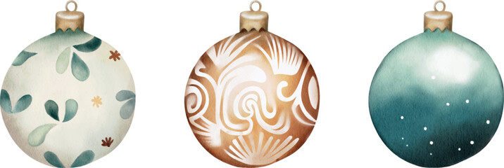 Watercolor Christmas ornament for decoration, Christmas Decoration set