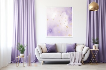 airy curtains, shimmering light violet gold, splendor, stars, confetti