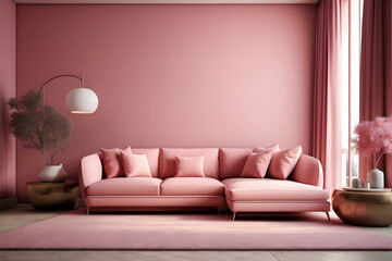 modern pink living room with sofa