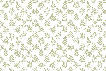 seamless floral pattern. Oliva branch seamless pattern, green leaves, modern pattern. Vector hand drawn branch, leaves on white background. Natural organic ornament