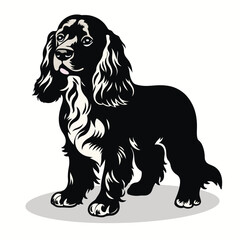 Cocker Spaniel silhouettes and icons. black flat color simple elegant Cocker Spaniel animal vector and illustration.