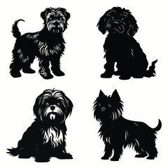 Dog silhouettes and icons. black flat color simple elegant Dog animal vector and illustration.