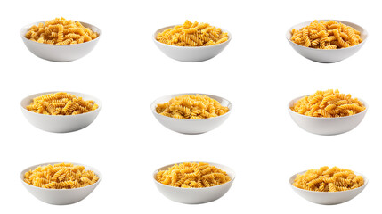Collection of PNG. Fusilli pasta isolated on a transparent background.