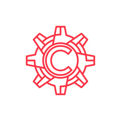 Initial Letter C gear engineering logo design vector