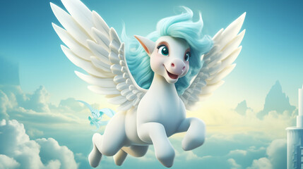 Magic fairy tale character Pegasus 3d illustration