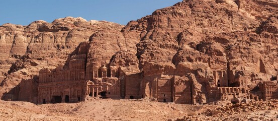 Jordan, Petra, Byzantine Church carved into sandy rocks in 5th or 6th century after earthquake....