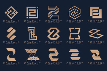 Set of abstract letter z logo design. icons for business of luxury elegant, simple with gold color - obrazy, fototapety, plakaty