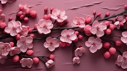 Naklejka na ściany i meble Spring Border Background Art Pink Blossom, HD, Background Wallpaper, Desktop Wallpaper