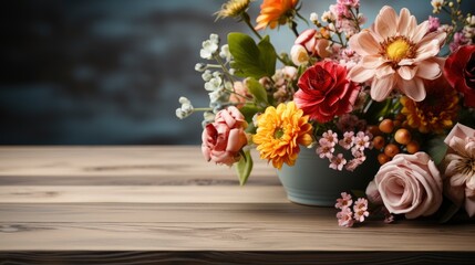 Spring Bouquet On Wooden Table Kitchen, HD, Background Wallpaper, Desktop Wallpaper