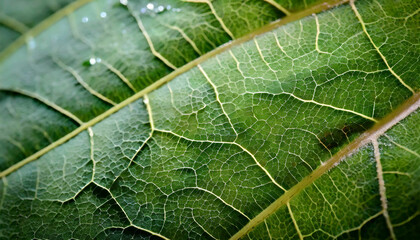Extreme close up texture of green leaf veins