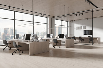 White open space office and board room interior