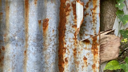 Rustic zinc sheet in the outdoor.