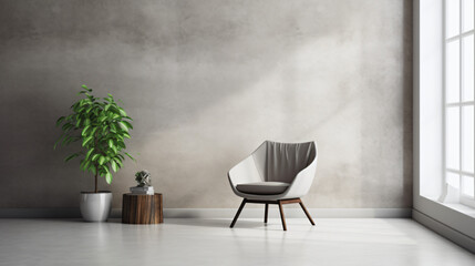 Modern minimalist space with a chair