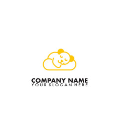Obraz premium Cute Bear Sleeping On Cloud logo Vector Icon Illustration.