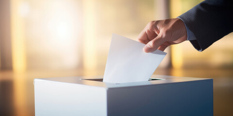 Close-up of hand at the Ballot Box during Election, Man casting his vote