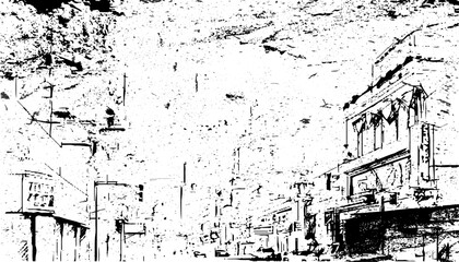 Fototapeta premium Wall fragment with scratches and cracks. Overlay grunge illustration over any design. Abstract grainy background.