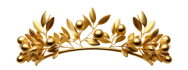 Gordijnen Golden olive crown (laurel wreath), cut out © Yeti Studio
