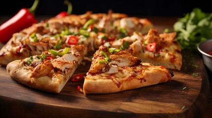 A slice of Thai Chicken Pizza held in hand, showcasing its deliciousness.
