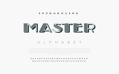 Master Modern abstract digital alphabet font. Minimal technology typography, Creative urban sport fashion futuristic font and with numbers. vector illustration. - obrazy, fototapety, plakaty