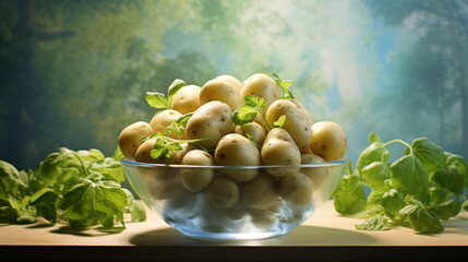 Spring potato in the bowl
