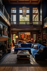 Modern and simple livingroom interior, suitable for catalog cover photos in magazines or advertisements. Generative AI