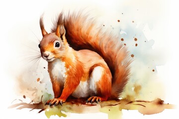 watercolor Squirrel Watercolor single squirrel animal Squirrel Wild Animal Illustration Hand Painted - obrazy, fototapety, plakaty