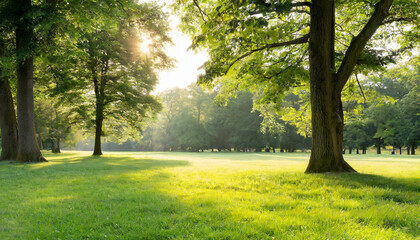 Fototapeta na wymiar Morning Sun in a Public Park