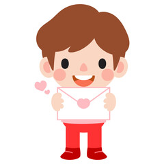 happy valentines day teen couple clipart. Romantic girl and boy giving heart balloon gift