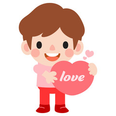 happy valentines day teen couple clipart. Romantic girl and boy giving heart balloon gift