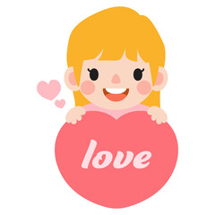 happy valentines day teen couple clipart. Romantic girl and boy giving heart balloon gift