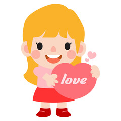 happy valentines day teen couple clipart. Romantic girl and boy giving heart balloon gift