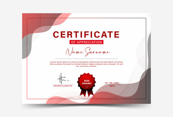 Red black geometric effect achievement certificate template