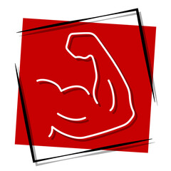 biceps red banner in frame. Vector illustration.