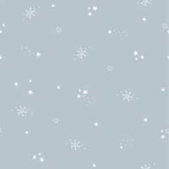 Hand drawn Seamless pattern with snowflake. Winter, New Year, Christmas backgrounds. Vector illustration