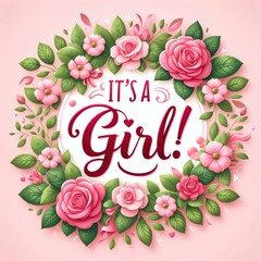 Baby Girl Floral Announcement