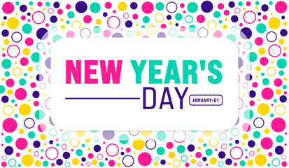 New Year's Day background design template use to background, banner, placard, card, book cover,  and poster design template with text inscription and standard color. vector illustration.