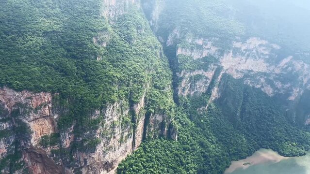 Aerial close up canyon de Sumidero Canyon in  Chiapa de Corzo Mexico 