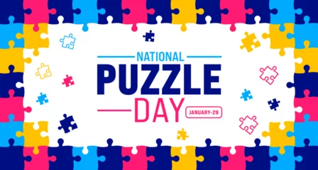 Deurstickers Puzzle Day background design template use to background, banner, placard, card, book cover, and poster design template with text inscription and standard color. vector illustration. © Neelrong