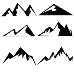 Mountain vector icons set. Set of mountain silhouette elements. Outdoor icon snow ice mountain tops, decorative symbols isolated. Camping mountain logo, travel labels, climbing or hiking badges 0 0 3 