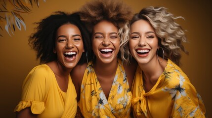 Obraz premium Group Happy Friends Posing Selfie, HD, Background Wallpaper, Desktop Wallpaper