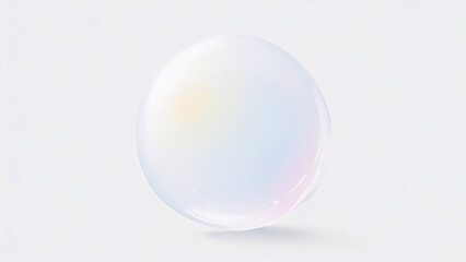 Transparent soap bubble on white background. Realistic watercolor illustration.