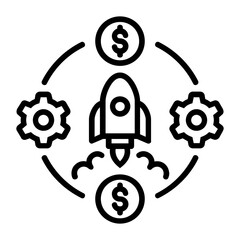 Startup line icon illustration vector graphic