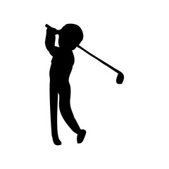 silhouette of person playing golf