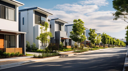 Newly built residential townhouses located in an Australia