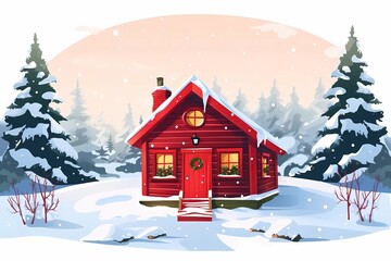 christmas house exterior, christmas decorations, winter desktop background, christmas card